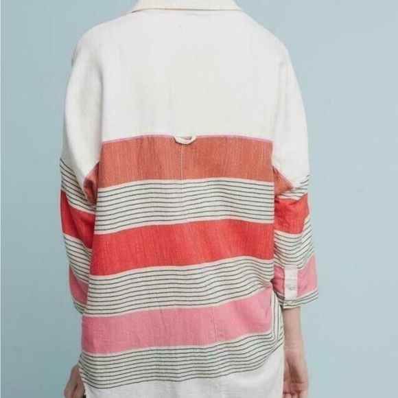 Anthropologie Holding Horses Monroe Striped Button Down Oversized Top Size M/L - Picture 8 of 12